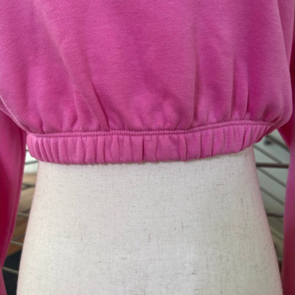 Naked Wardrobe French Terry Hoodie in Bubblegum Pink - Picture 3 of 10